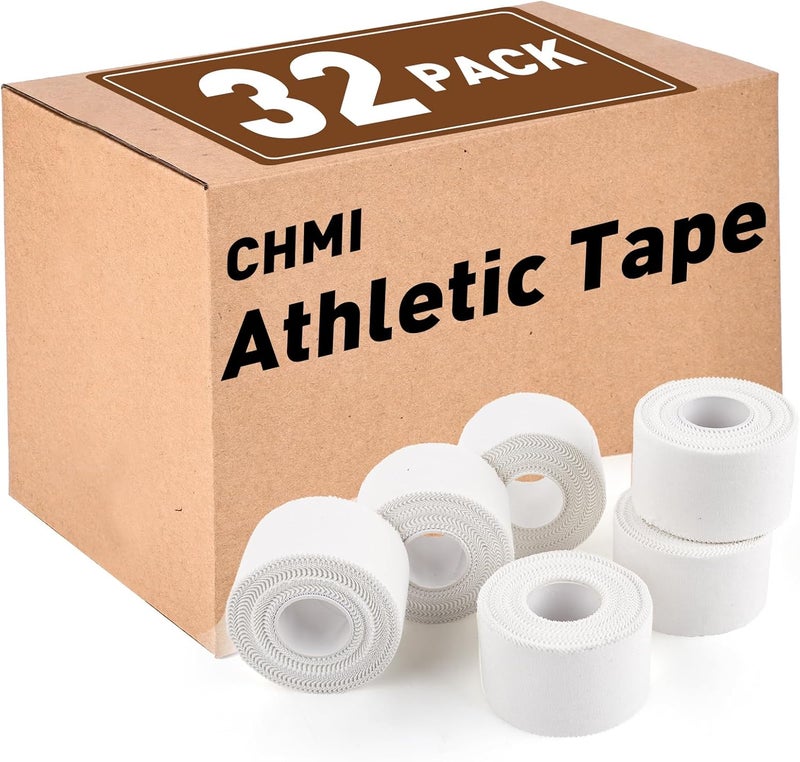 CHMI Athletic Tape,White Sports Tape (32 Pack), 320 Yards Rolls Very Strong Easy Tear NO Sticky Residue Best Tape for Gymnastics Climbing Bat Injuries Medical (1.5 Inch X 320 Yards). - Image 1